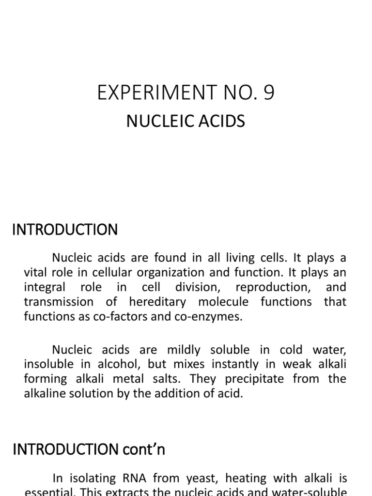 Nucleic Acid Experiment PDF Nucleic Acids Solubility