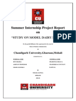 Summer Internship Project Report On: "Study On Model Dairy Plant"