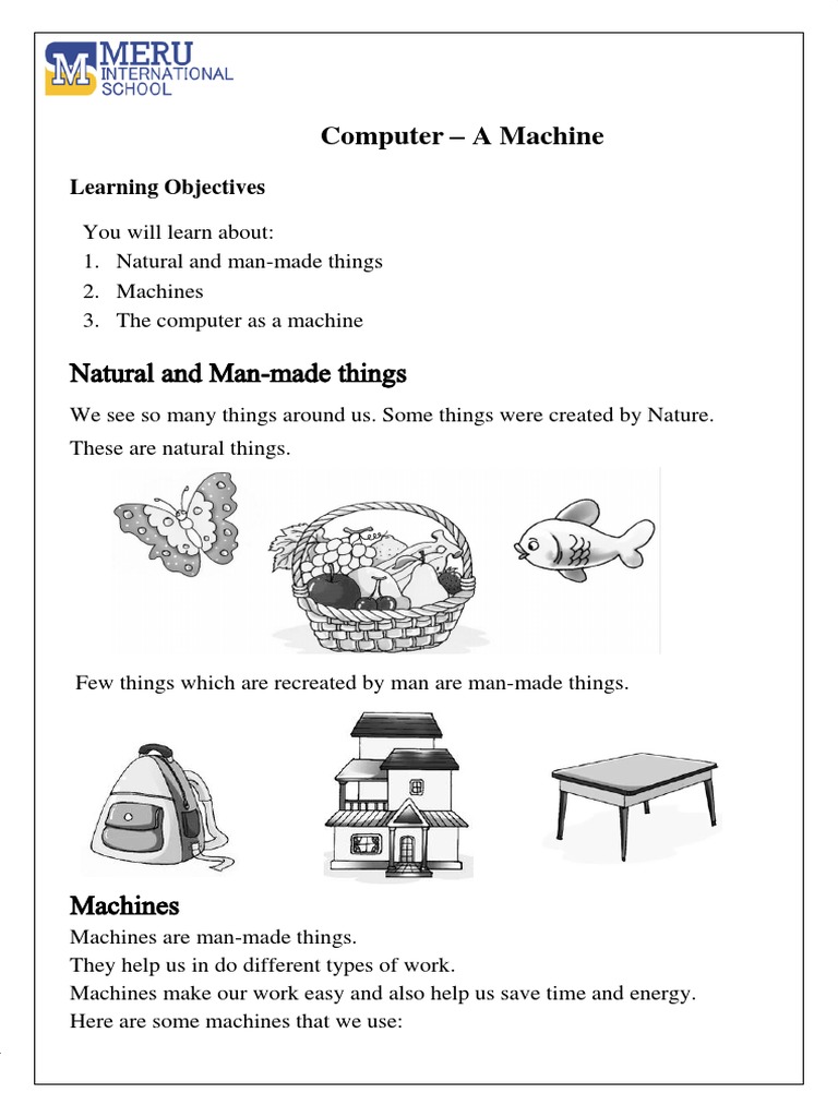 Computer - A Machine: Learning Objectives | PDF