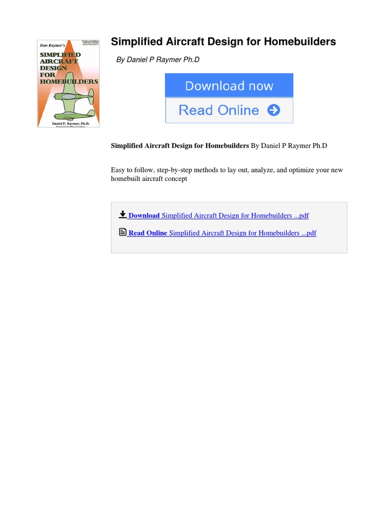 Simplified aircraft design for homebuilders by daniel p raymer phd