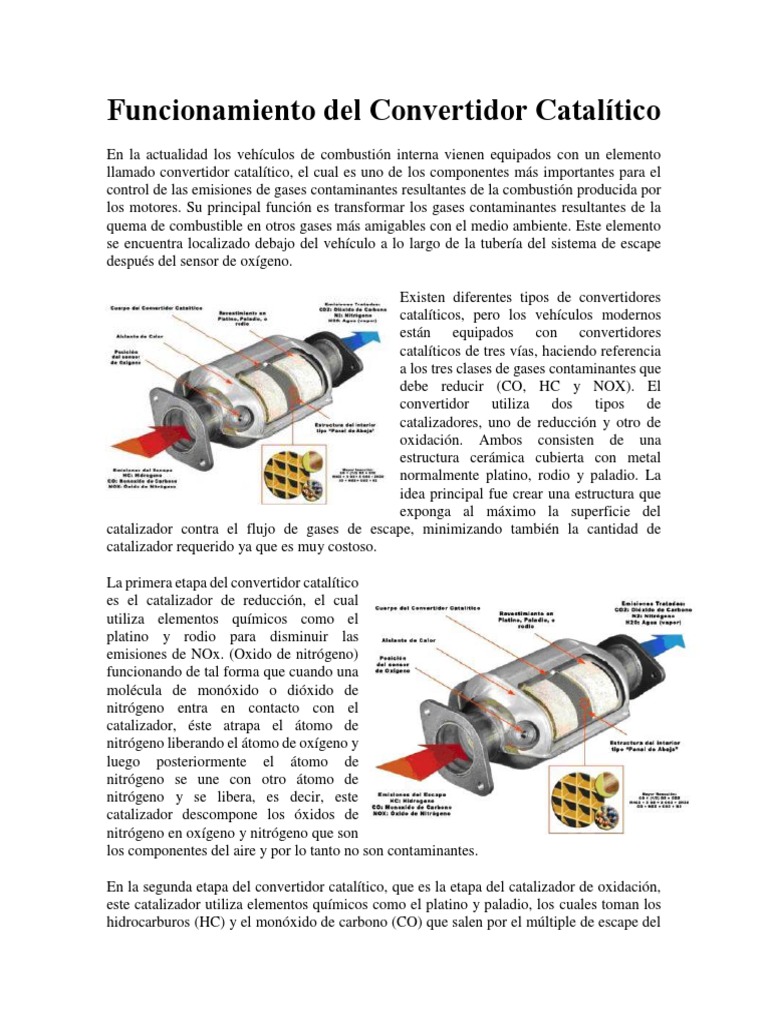 Funcionamiento Del Convertidor Catalítico PDF Catálisis Naturaleza