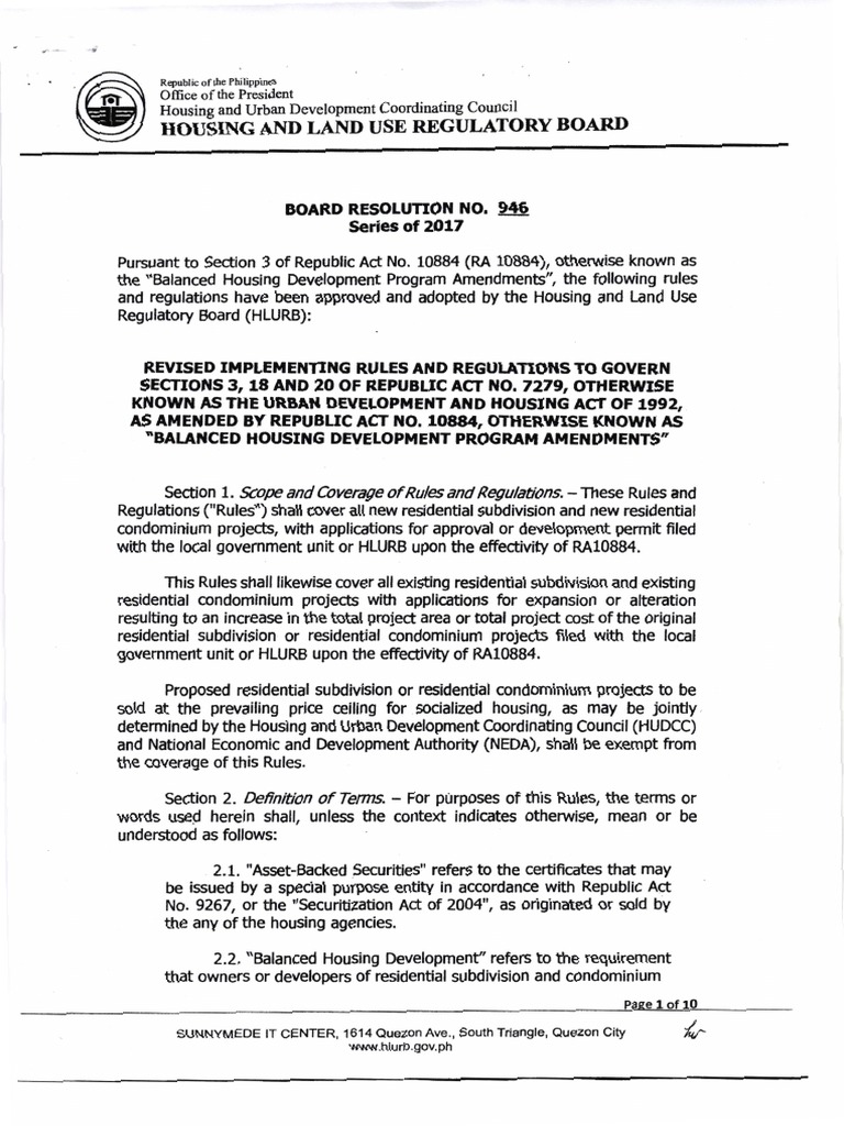 RA 10884: Balanced Housing Amendments | PDF | Regulatory Compliance ...