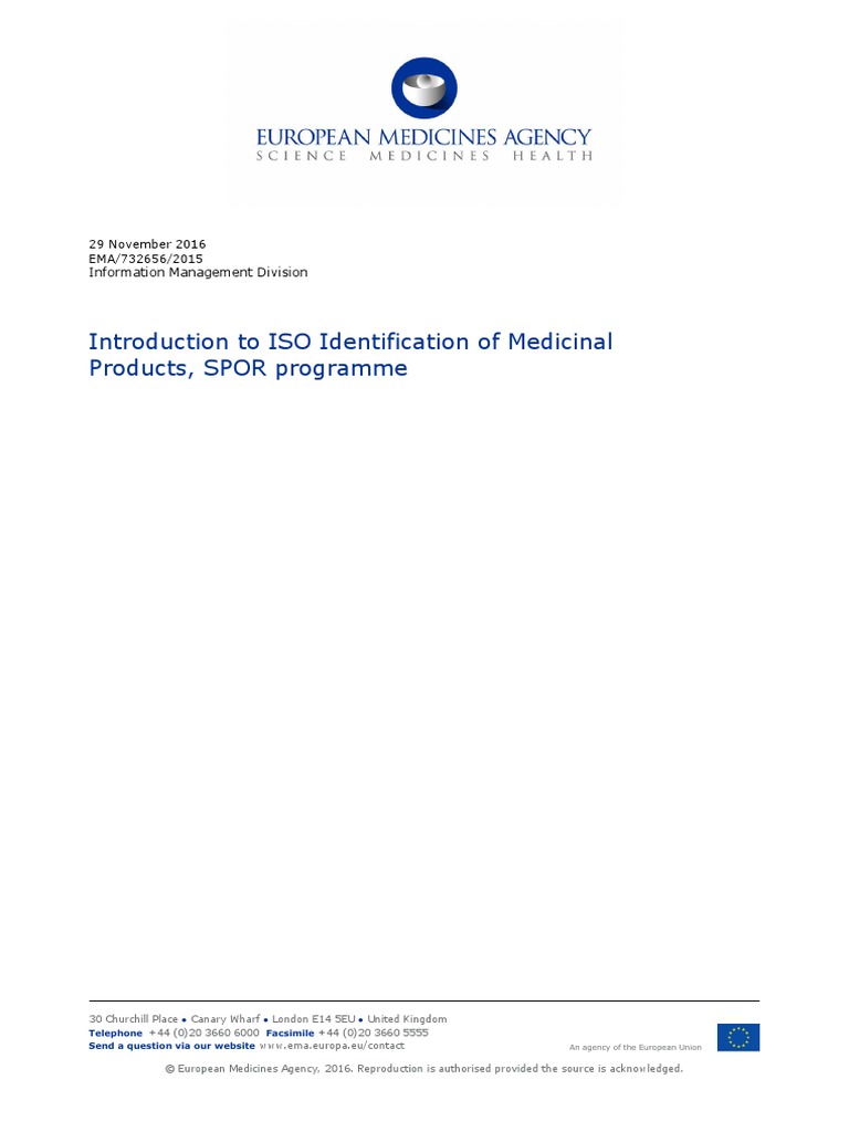 Introduction Iso Identification Medicinal Products Spor Programme en ...