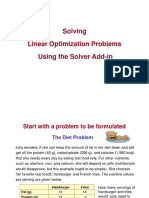 Solving Linear Optimization Problems Using The Solver Add-In