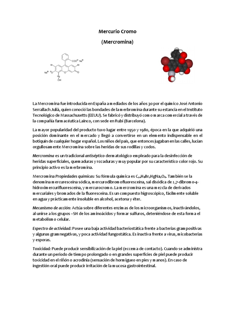 Mercromina: Usos y Precauciones | PDF | Ciencia y matemáticas