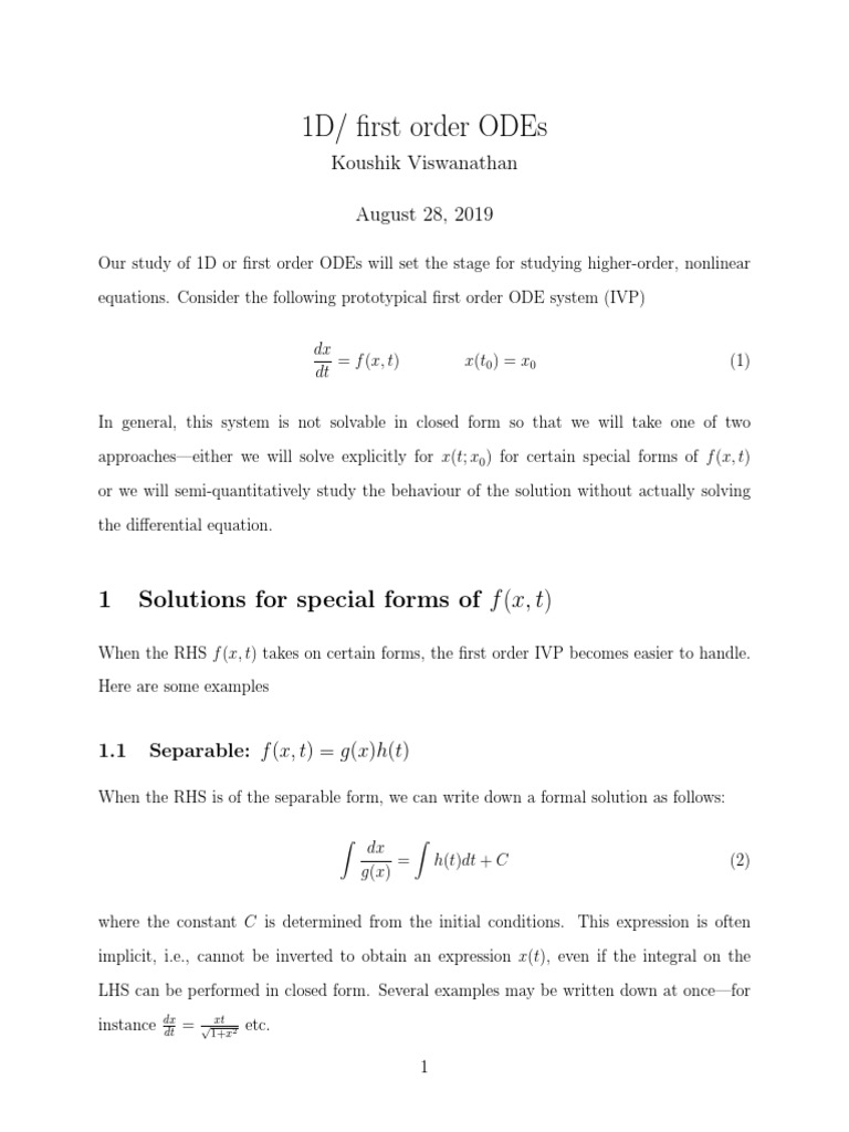 1 DSystems PDF Ordinary Differential Equation Stability Theory