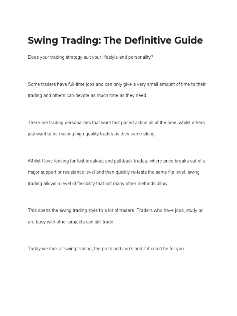 Swing Trading: A Comprehensive Guide | PDF | Day Trading | Financial ...