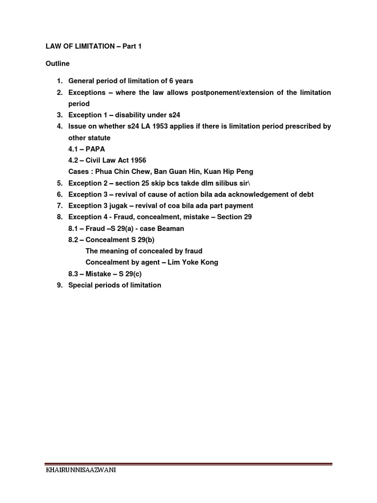 CIVIL PROCEDURES Etc PDF Precedent Statute Of Limitations