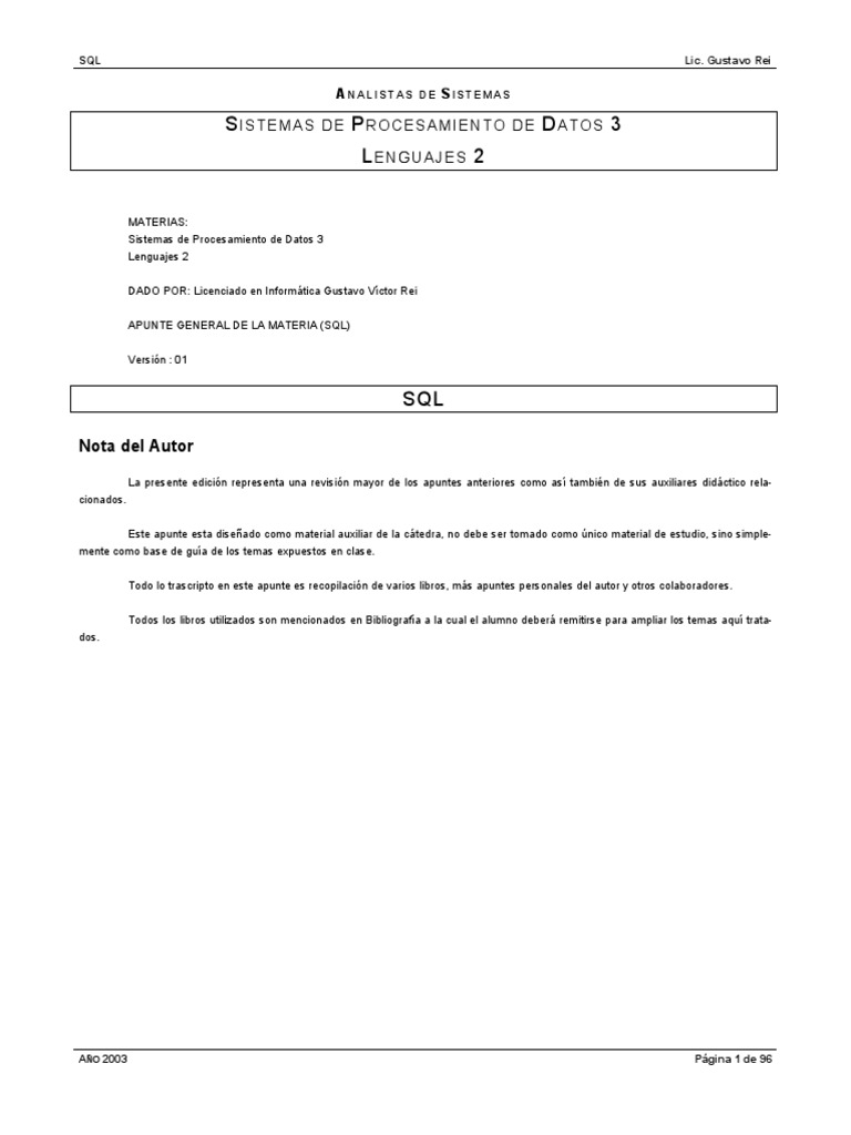 Sqlnuevocomprimido2 PDF | PDF | SQL | Bases de datos
