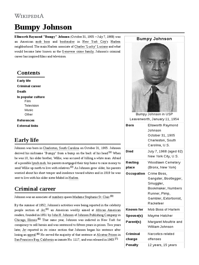 Bumpy Johnson Crimes Crime Justice