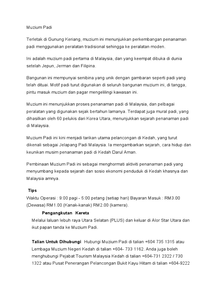 Laporan Muzium Padi Pdf
