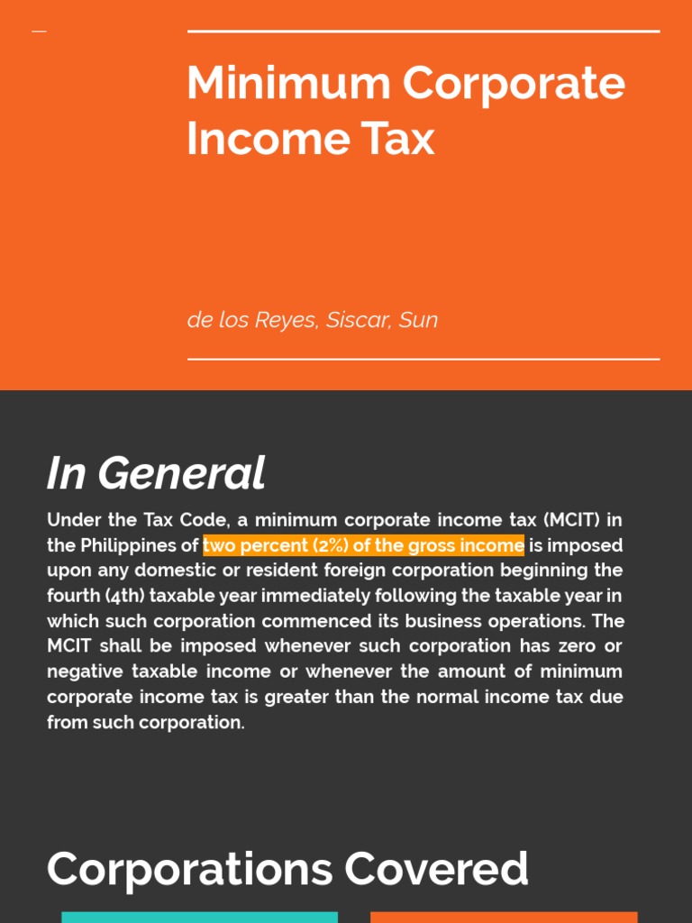 Understanding Minimum Corporate Income Tax | PDF | Debits And Credits ...