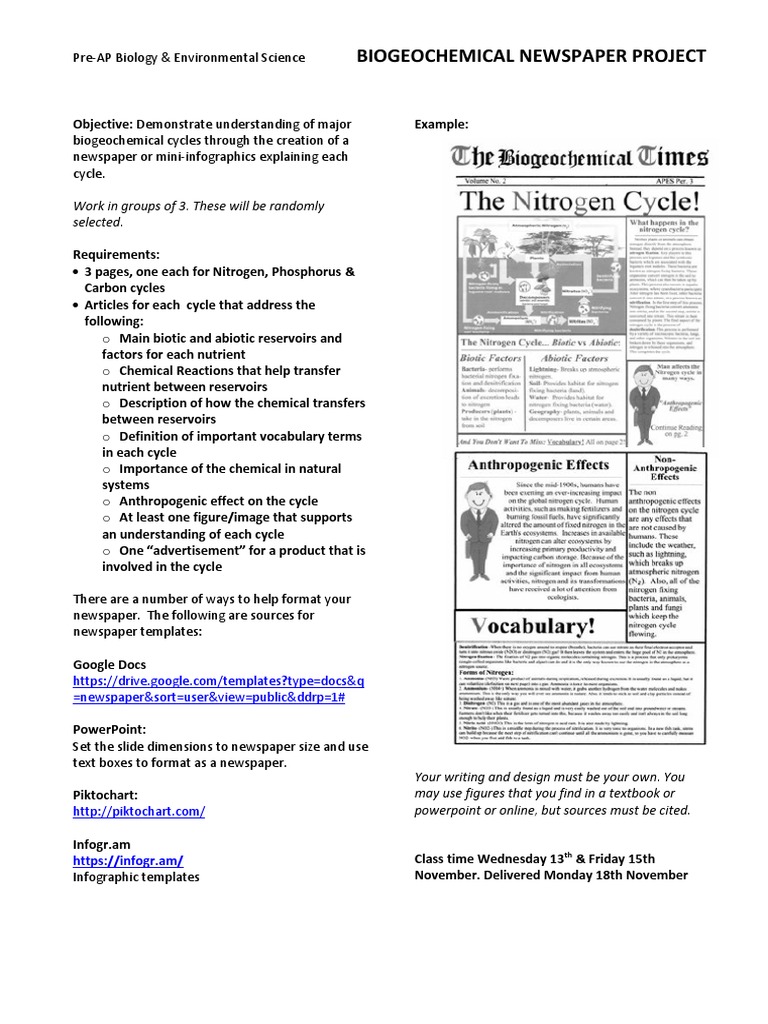 Biogeochemical Newspaper Project | PDF