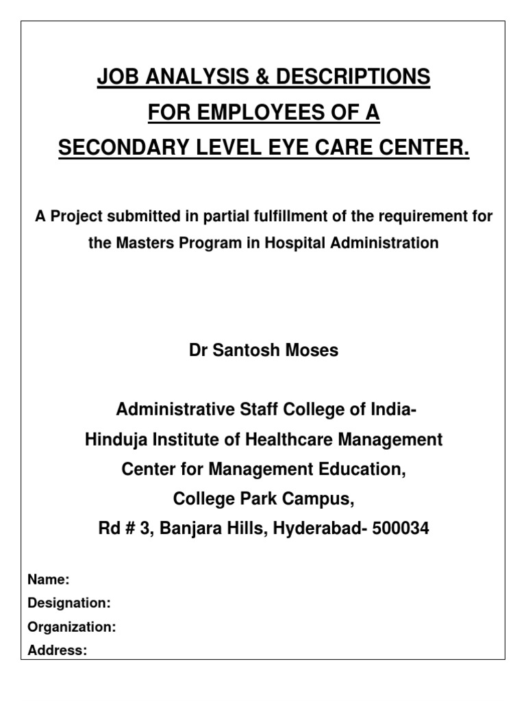 Job Descriptions PDF Ophthalmology Employment