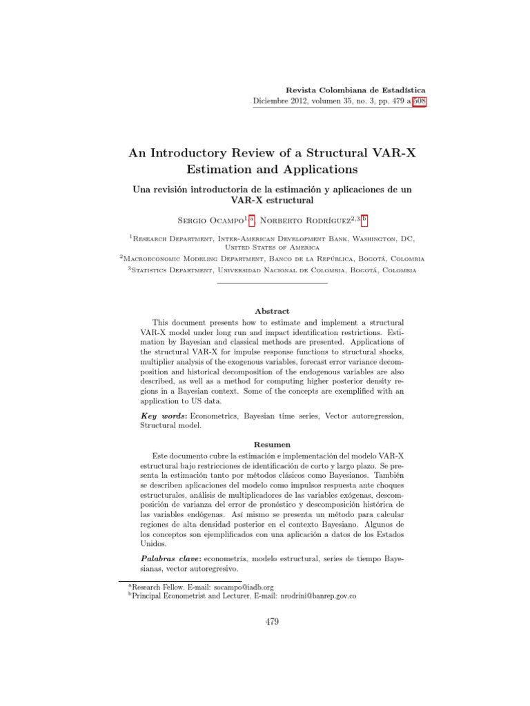 Structural VAR-X: Estimation & Applications | PDF | Scientific Method ...