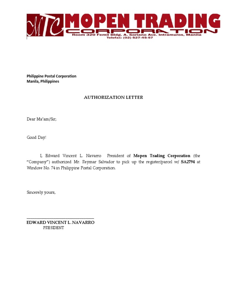 philippine-postal-corporation-manila-philippines-authorization-letter