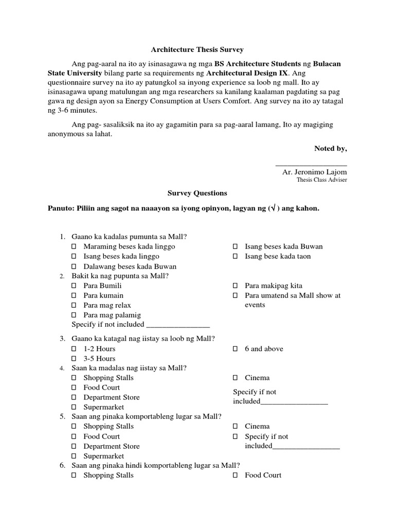 Architecture Thesis Survey | PDF