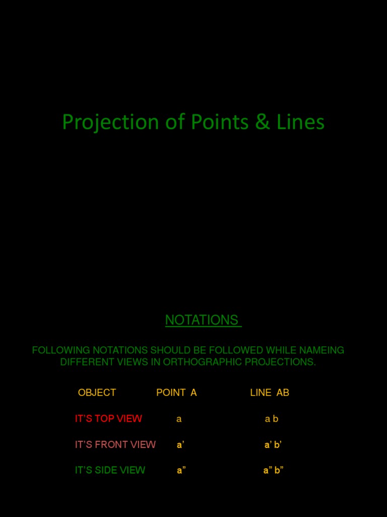 Orthographic Projections of Points & Lines | PDF | Line (Geometry) | Angle