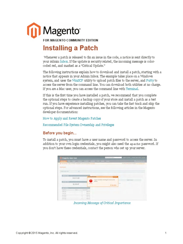 Installing A Patch For Magento | PDF | Directory (Computing) | Sudo