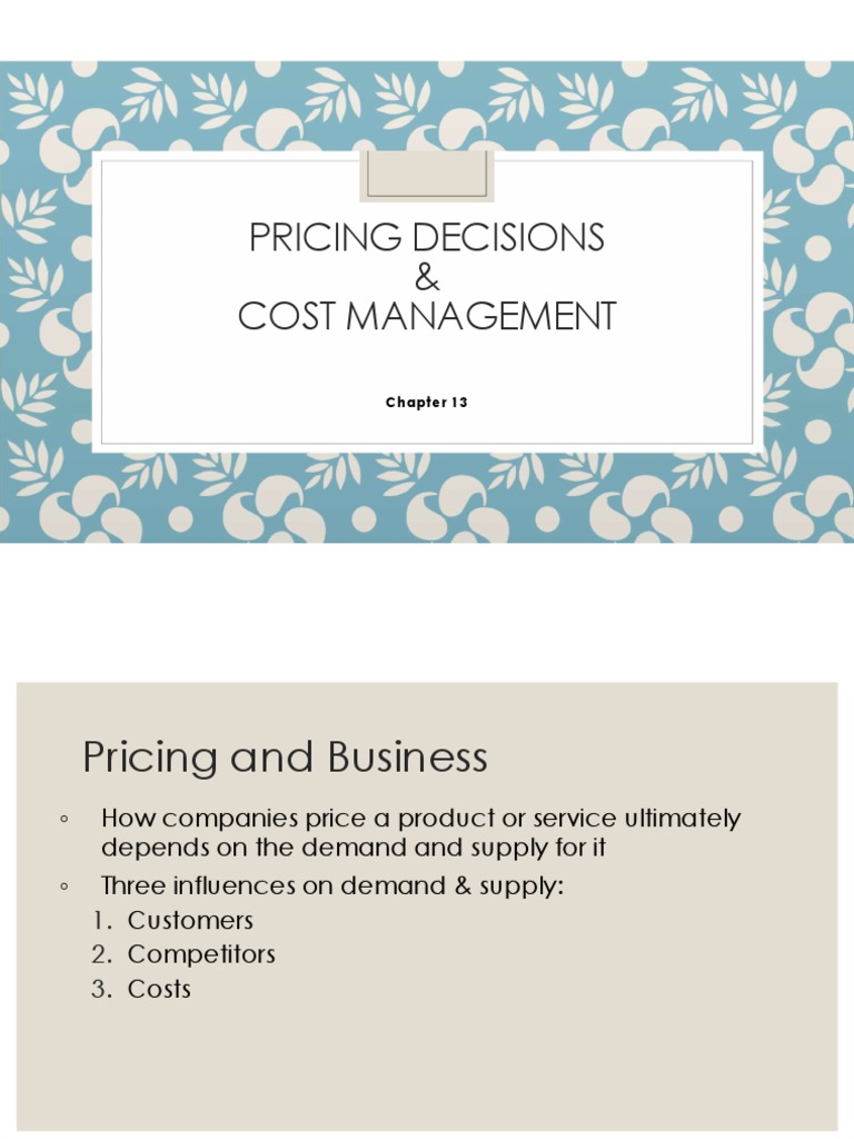 Lecture 6 Pricing Decision PDF Long Run And Short Run Pricing