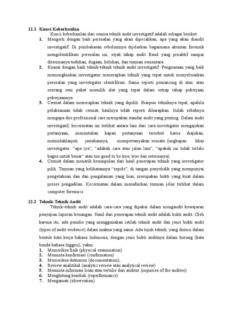 Audit Investigasi Dengan Teknik Audit | PDF