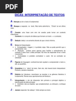 Dicas de Interpretação de Textos