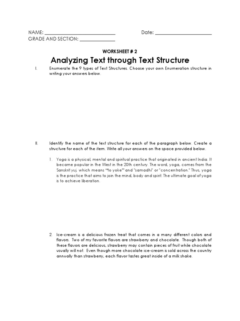 Analyzing Text Through Text Structure | PDF | Ice Cream | Yoga