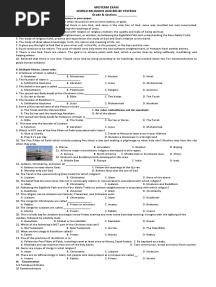 Midterm Exam World Religions and Belief Systems Name: - Grade & Section