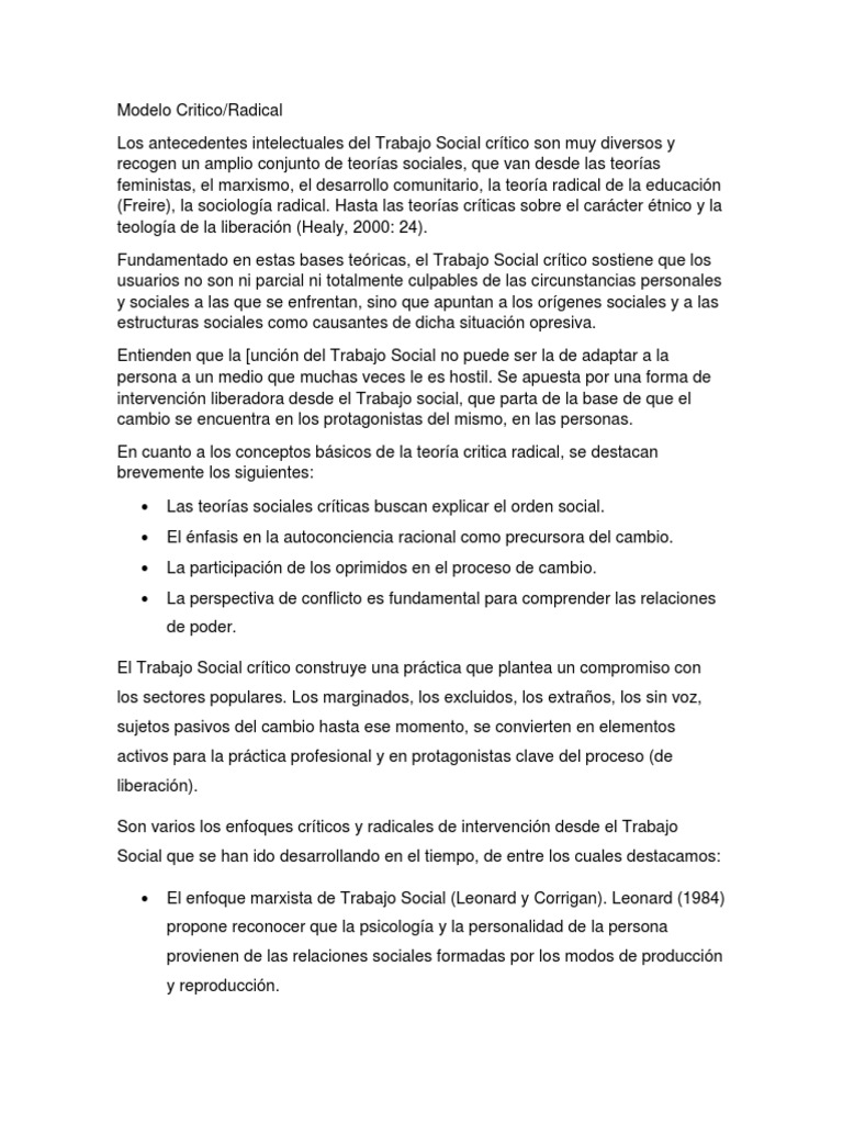 Modelo Critico Ra | PDF | Trabajo Social | La teoría crítica