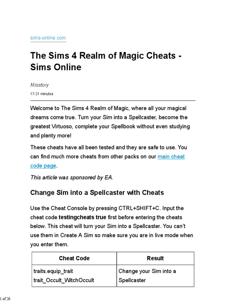 Sims 4, PDF, Cheating In Video Games