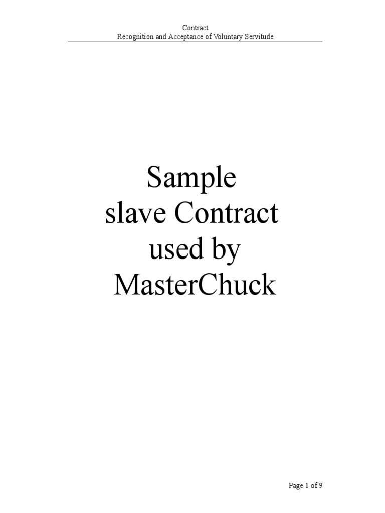 BDSM Slave Contract Agreement | PDF | Dominance And Submission | Slavery