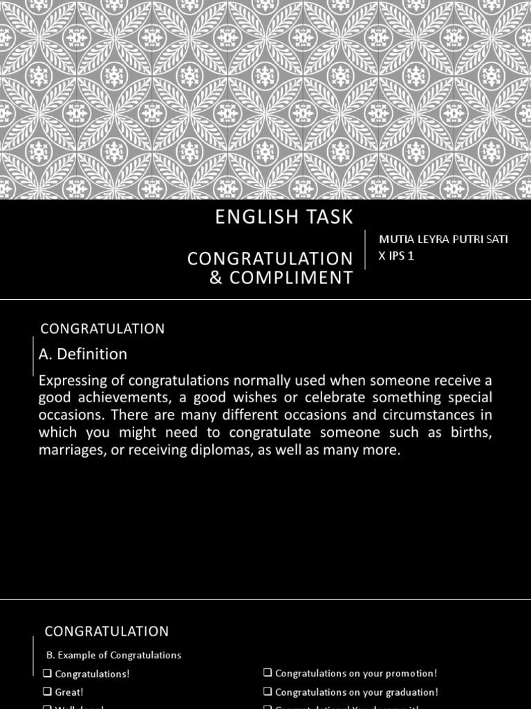 Understanding Congratulations & Compliments | PDF