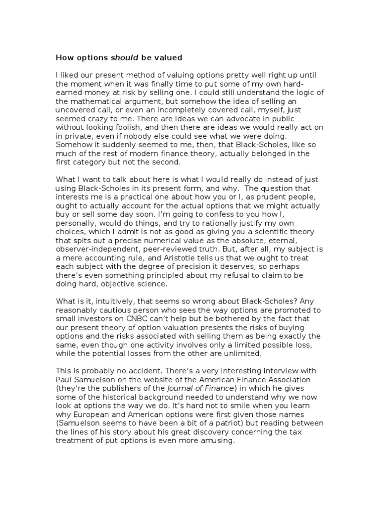 How Options Should Be Valued (Correct Version) | PDF