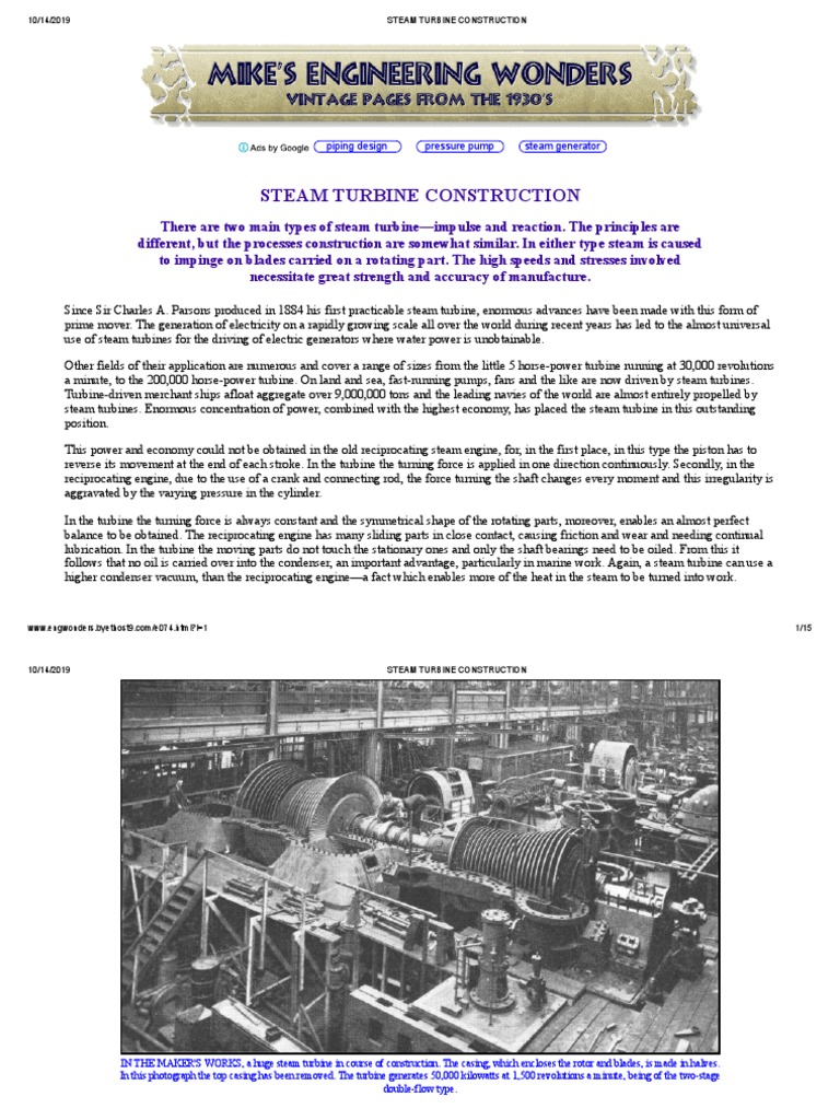 Steam Turbine Construction Overview | PDF | Turbine | Steam Engine