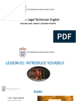 Course: Legal Technician English: Teacher: Mag. Karen Y. Escalera Vicente