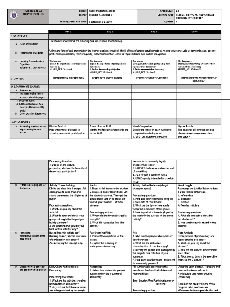 Dlp Q2 Week 2 Trends And Network Pdf Democracy Political Ideologies