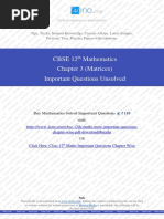 Cbse 12 Mathematics Chapter 3 (Matrices) Important Questions Unsolved