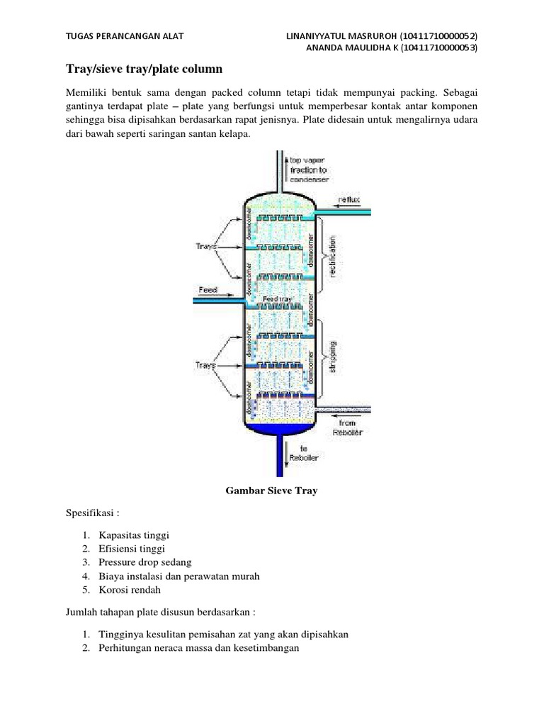 Desain Kolom Distilasi Sieve Tray | PDF | Teknologi & Rekayasa