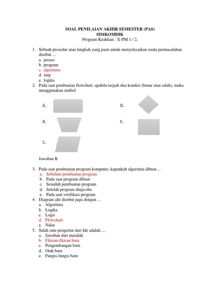Soal Penilaian Akhir Semester Skd Achmad Lingga M