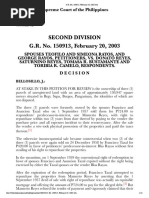 Second Division G.R. No. 150913, February 20, 2003: Supreme Court of The Philippines