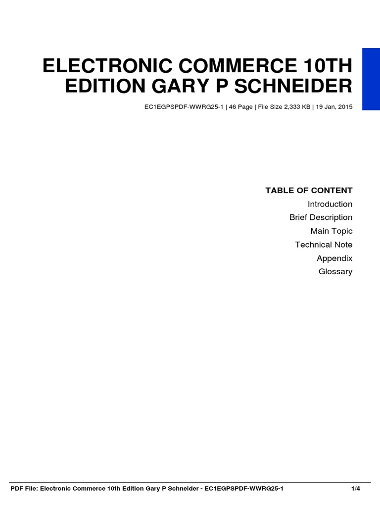 Electronic Commerce 10th Edition Gary P Schneider PDF | PDF | E Books ...