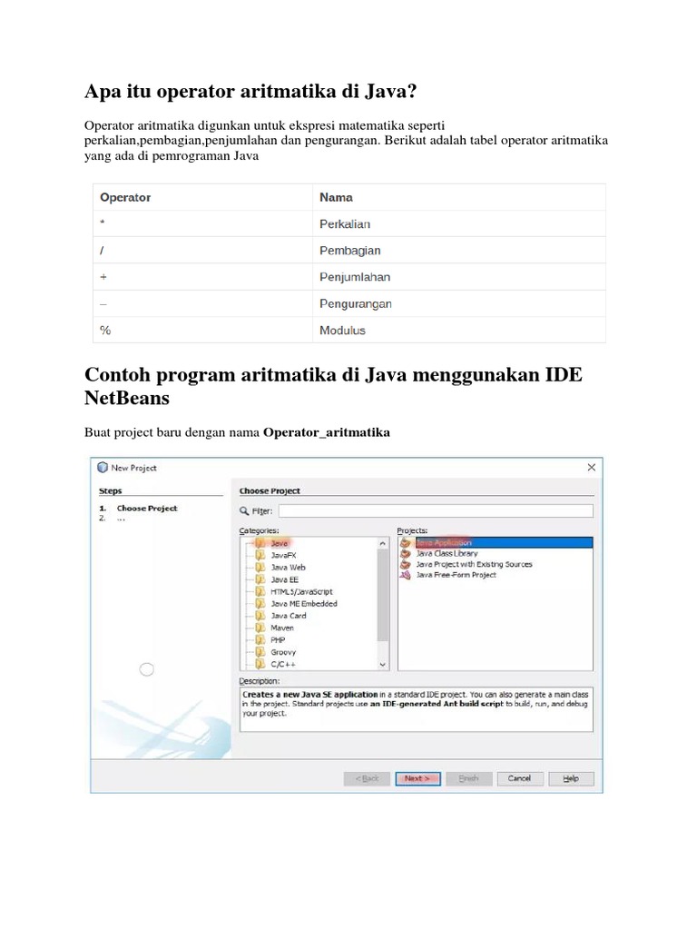 Panduan Operator Java | PDF | Metode & Bahan Ajar | Teknologi & Rekayasa