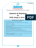 Answers & Solutions: For For For For For NTSE (Stage-I) 2018-19