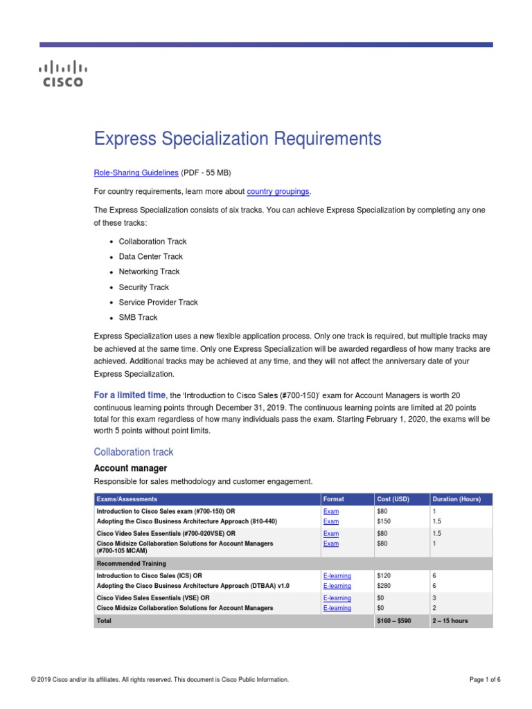 Cisco Express Specialization Requirements | PDF | Cisco Systems ...