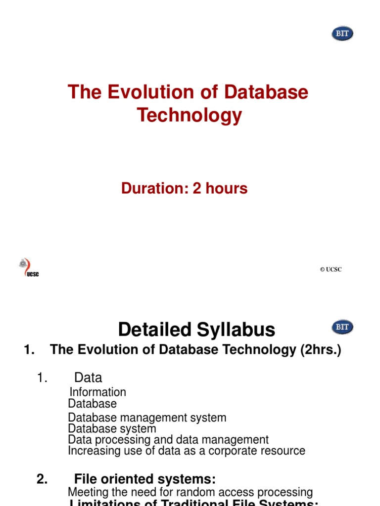 The Evolution of Database Technology: Duration: 2 hours | Relational ...
