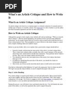 How To Do Article Critiques