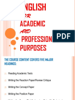 FOR AND: Academic Professional Purposes