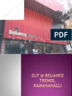 OJT at Reliance Trends, Kamanahalli