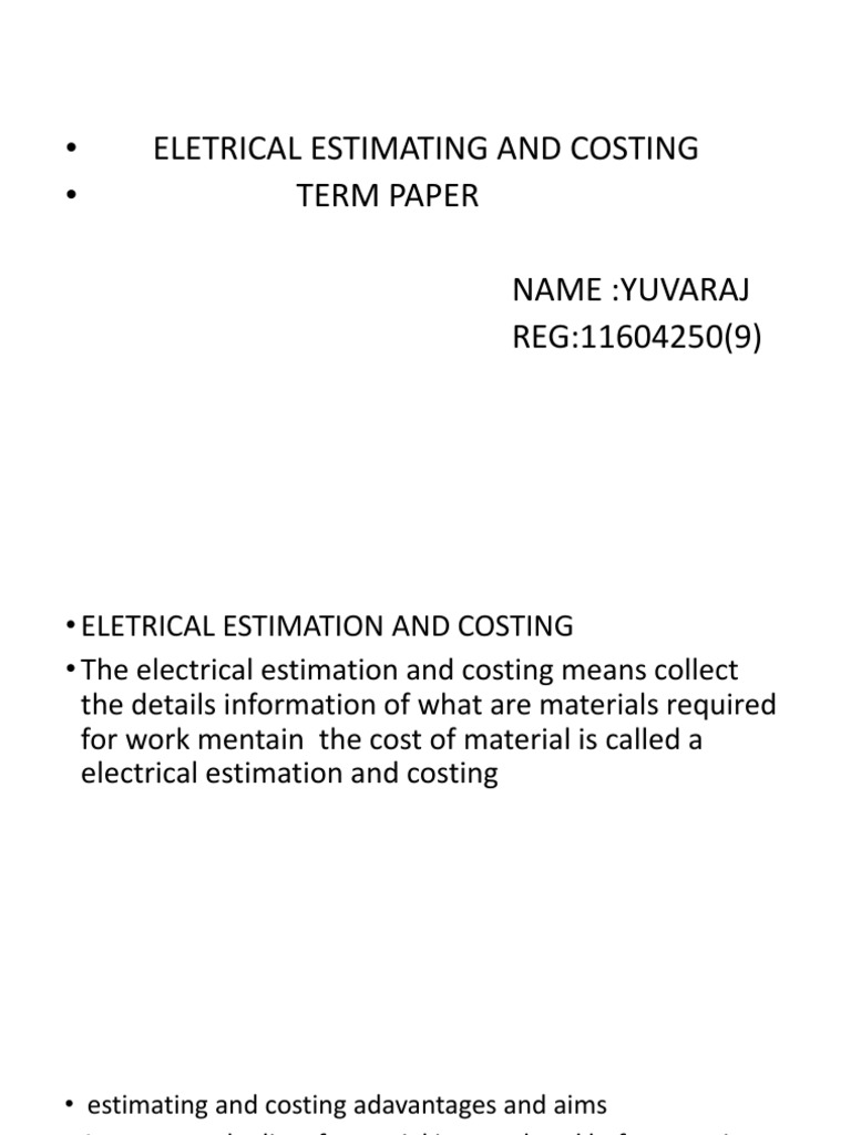Electrical Estimation & Costing Guide | PDF | Electrical Conductor ...