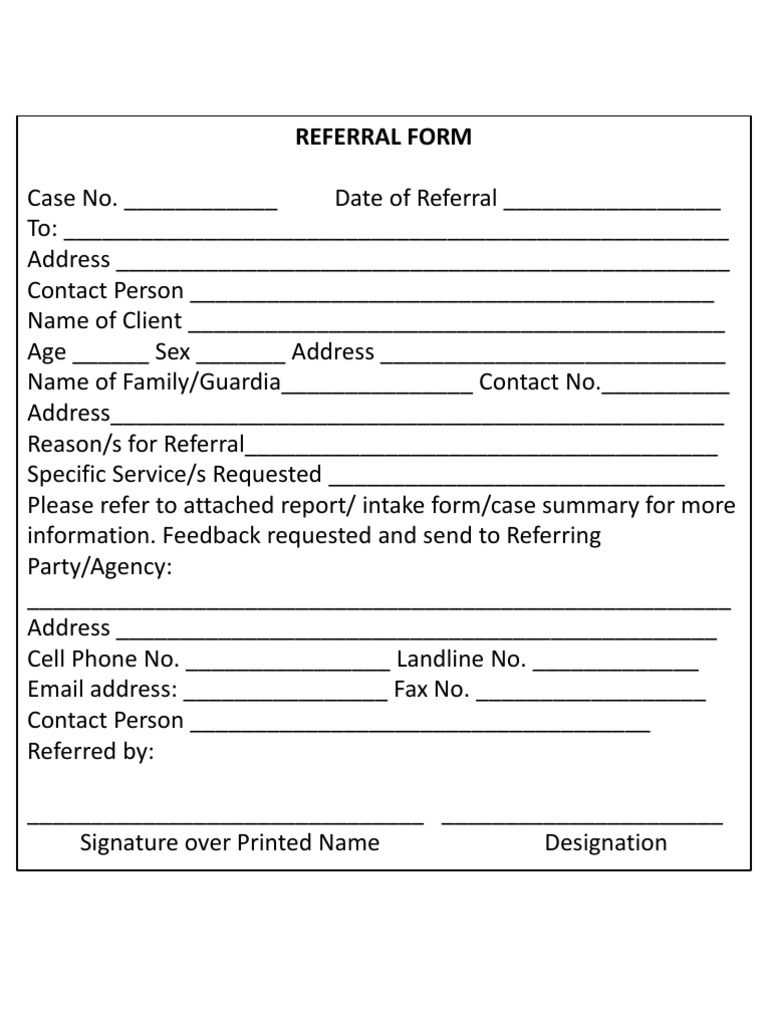 Client Referral Form Template | PDF